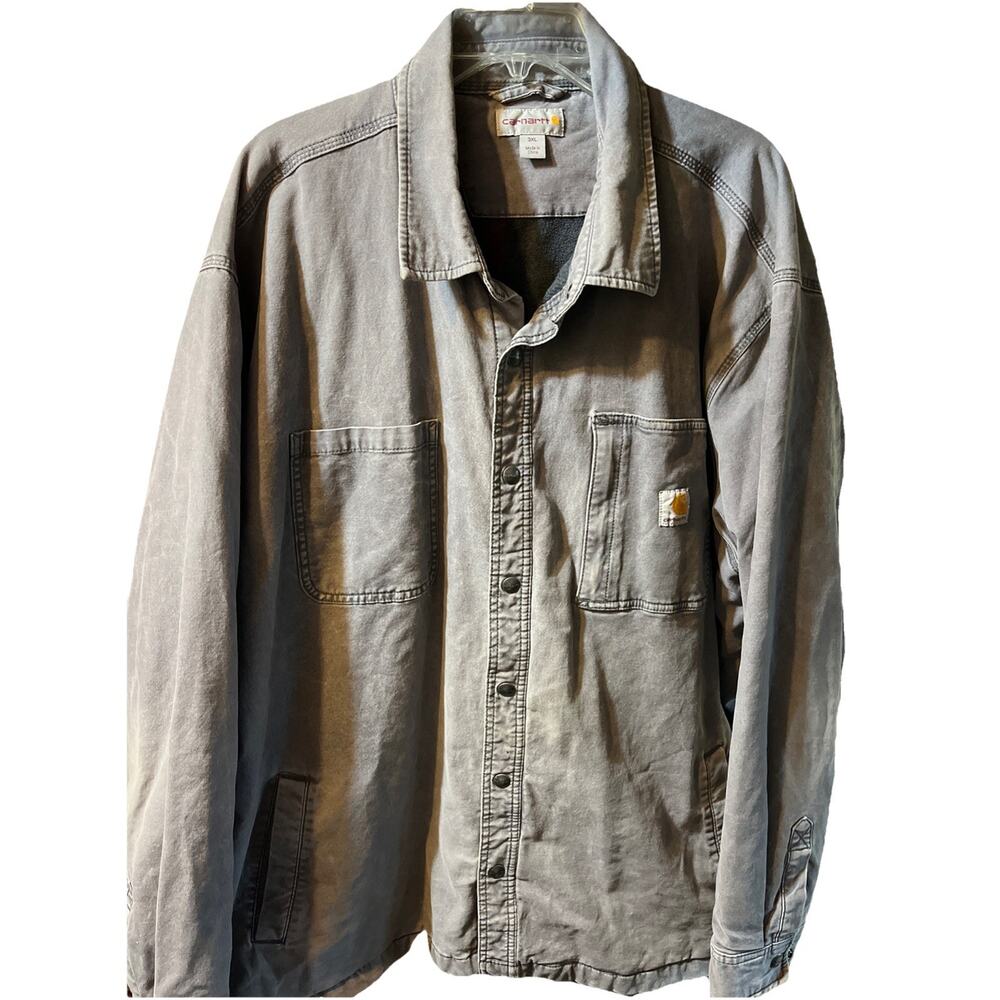 CARHARTT Rugged Flex blanket lined canvas work shirt jacket 3XL Gray 102851